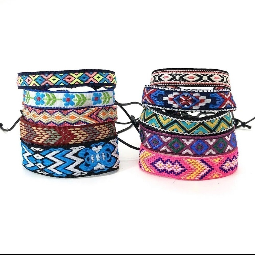 3 For $35 Bohemian Handwoven 10 Piece Unisex Bracelet Set Various Woven Patterns